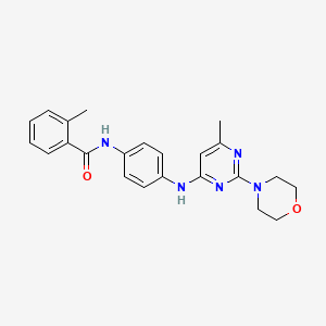 molecular formula C23H25N5O2 B11318445 2-methyl-N-(4-((6-methyl-2-morpholinopyrimidin-4-yl)amino)phenyl)benzamide 