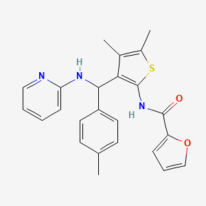 molecular formula C24H23N3O2S B11318893 N-{4,5-dimethyl-3-[(4-methylphenyl)(pyridin-2-ylamino)methyl]thiophen-2-yl}furan-2-carboxamide 