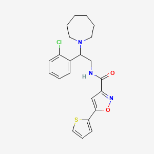 molecular formula C22H24ClN3O2S B11319307 N-[2-(azepan-1-yl)-2-(2-chlorophenyl)ethyl]-5-(thiophen-2-yl)-1,2-oxazole-3-carboxamide 