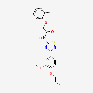 molecular formula C21H23N3O4S B11319460 N-[3-(3-methoxy-4-propoxyphenyl)-1,2,4-thiadiazol-5-yl]-2-(2-methylphenoxy)acetamide 
