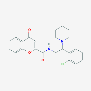 molecular formula C23H23ClN2O3 B11319953 N-[2-(2-chlorophenyl)-2-(piperidin-1-yl)ethyl]-4-oxo-4H-chromene-2-carboxamide 