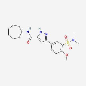 molecular formula C20H28N4O4S B11320076 N-cycloheptyl-5-[3-(dimethylsulfamoyl)-4-methoxyphenyl]-1H-pyrazole-3-carboxamide 