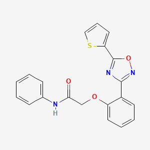 molecular formula C20H15N3O3S B11320231 N-phenyl-2-{2-[5-(thiophen-2-yl)-1,2,4-oxadiazol-3-yl]phenoxy}acetamide 