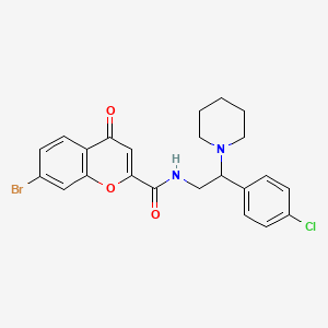 molecular formula C23H22BrClN2O3 B11320243 7-bromo-N-[2-(4-chlorophenyl)-2-(piperidin-1-yl)ethyl]-4-oxo-4H-chromene-2-carboxamide 