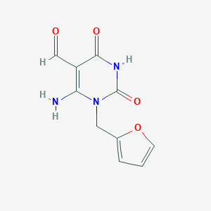 molecular formula C10H9N3O4 B113203 6-Amino-1-(furan-2-ylmethyl)-2,4-dioxo-1,2,3,4-tetrahydropyrimidine-5-carbaldehyde CAS No. 890095-55-3