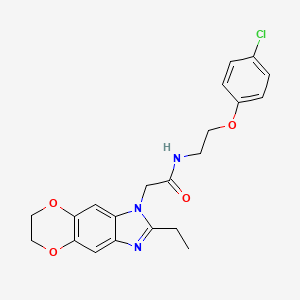 molecular formula C21H22ClN3O4 B11320367 N-[2-(4-chlorophenoxy)ethyl]-2-(2-ethyl-6,7-dihydro-1H-[1,4]dioxino[2,3-f]benzimidazol-1-yl)acetamide 