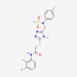 molecular formula C21H24FN5O3S2 B11320442 N-(3-fluoro-2-methylphenyl)-2-[(4-methyl-5-{[(4-methylphenyl)(methylsulfonyl)amino]methyl}-4H-1,2,4-triazol-3-yl)sulfanyl]acetamide 
