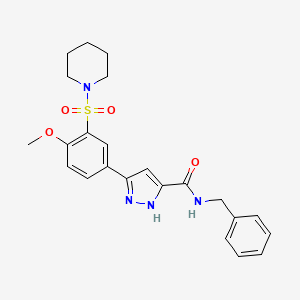 molecular formula C23H26N4O4S B11320451 N-benzyl-5-[4-methoxy-3-(piperidin-1-ylsulfonyl)phenyl]-1H-pyrazole-3-carboxamide 