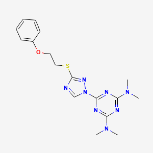 molecular formula C17H22N8OS B11320496 N,N,N',N'-tetramethyl-6-{3-[(2-phenoxyethyl)sulfanyl]-1H-1,2,4-triazol-1-yl}-1,3,5-triazine-2,4-diamine 