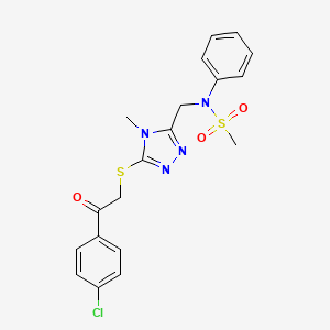 molecular formula C19H19ClN4O3S2 B11320594 N-[(5-{[2-(4-chlorophenyl)-2-oxoethyl]sulfanyl}-4-methyl-4H-1,2,4-triazol-3-yl)methyl]-N-phenylmethanesulfonamide 