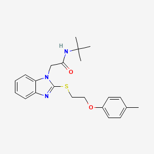 molecular formula C22H27N3O2S B11320756 N-tert-butyl-2-(2-{[2-(4-methylphenoxy)ethyl]sulfanyl}-1H-benzimidazol-1-yl)acetamide 