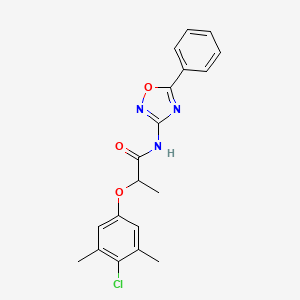 molecular formula C19H18ClN3O3 B11320765 2-(4-chloro-3,5-dimethylphenoxy)-N-(5-phenyl-1,2,4-oxadiazol-3-yl)propanamide 