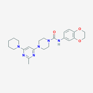 molecular formula C23H30N6O3 B11320820 N-(2,3-dihydrobenzo[b][1,4]dioxin-6-yl)-4-(2-methyl-6-(piperidin-1-yl)pyrimidin-4-yl)piperazine-1-carboxamide 
