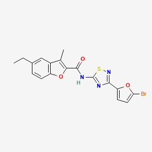molecular formula C18H14BrN3O3S B11320898 N-[3-(5-bromofuran-2-yl)-1,2,4-thiadiazol-5-yl]-5-ethyl-3-methyl-1-benzofuran-2-carboxamide 