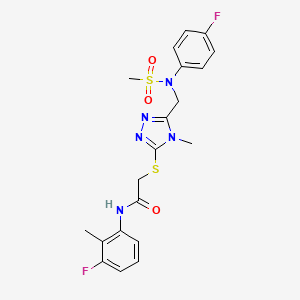 molecular formula C20H21F2N5O3S2 B11321081 N-(3-fluoro-2-methylphenyl)-2-[(5-{[(4-fluorophenyl)(methylsulfonyl)amino]methyl}-4-methyl-4H-1,2,4-triazol-3-yl)sulfanyl]acetamide 