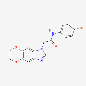 molecular formula C17H14BrN3O3 B11321154 N-(4-bromophenyl)-2-(6,7-dihydro-1H-[1,4]dioxino[2,3-f]benzimidazol-1-yl)acetamide 