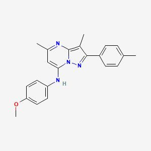 molecular formula C22H22N4O B11321157 N-(4-methoxyphenyl)-3,5-dimethyl-2-(4-methylphenyl)pyrazolo[1,5-a]pyrimidin-7-amine 