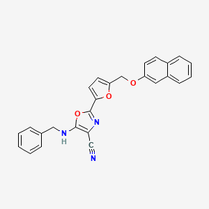 molecular formula C26H19N3O3 B11321364 5-(Benzylamino)-2-{5-[(naphthalen-2-yloxy)methyl]furan-2-yl}-1,3-oxazole-4-carbonitrile 