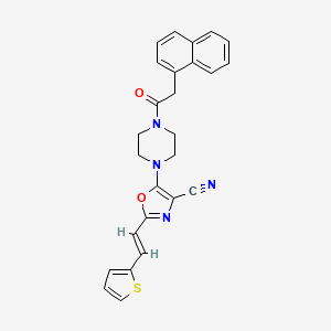molecular formula C26H22N4O2S B11321429 5-[4-(naphthalen-1-ylacetyl)piperazin-1-yl]-2-[(E)-2-(thiophen-2-yl)ethenyl]-1,3-oxazole-4-carbonitrile 
