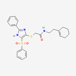 molecular formula C25H27N3O3S2 B11321591 N-[2-(cyclohex-1-en-1-yl)ethyl]-2-{[2-phenyl-4-(phenylsulfonyl)-1H-imidazol-5-yl]sulfanyl}acetamide 