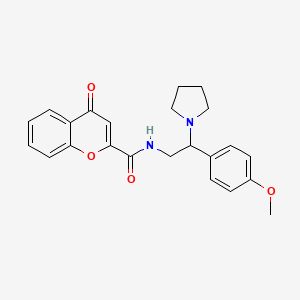 molecular formula C23H24N2O4 B11321595 N-[2-(4-methoxyphenyl)-2-(pyrrolidin-1-yl)ethyl]-4-oxo-4H-chromene-2-carboxamide 
