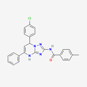 molecular formula C25H20ClN5O B11321649 N-[7-(4-chlorophenyl)-5-phenyl-4,7-dihydro[1,2,4]triazolo[1,5-a]pyrimidin-2-yl]-4-methylbenzamide 