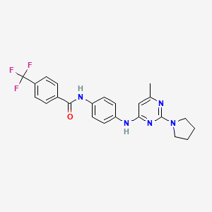 molecular formula C23H22F3N5O B11321706 N-(4-{[6-Methyl-2-(pyrrolidin-1-YL)pyrimidin-4-YL]amino}phenyl)-4-(trifluoromethyl)benzamide 