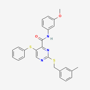 molecular formula C26H23N3O2S2 B11321717 N-(3-methoxyphenyl)-2-[(3-methylbenzyl)sulfanyl]-5-(phenylsulfanyl)pyrimidine-4-carboxamide 