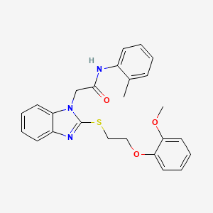 molecular formula C25H25N3O3S B11321816 2-(2-{[2-(2-methoxyphenoxy)ethyl]sulfanyl}-1H-benzimidazol-1-yl)-N-(2-methylphenyl)acetamide 