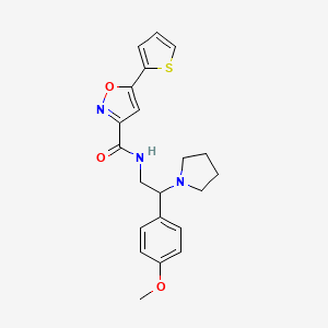 molecular formula C21H23N3O3S B11321915 N-[2-(4-methoxyphenyl)-2-(pyrrolidin-1-yl)ethyl]-5-(thiophen-2-yl)-1,2-oxazole-3-carboxamide 