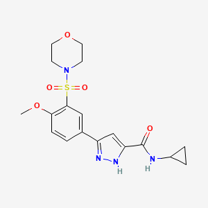 molecular formula C18H22N4O5S B11321937 N-cyclopropyl-5-[4-methoxy-3-(morpholin-4-ylsulfonyl)phenyl]-1H-pyrazole-3-carboxamide 
