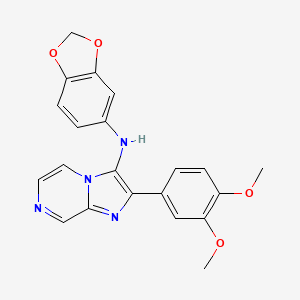 molecular formula C21H18N4O4 B11322111 N-(1,3-benzodioxol-5-yl)-2-(3,4-dimethoxyphenyl)imidazo[1,2-a]pyrazin-3-amine 