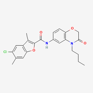 molecular formula C23H23ClN2O4 B11322117 N-(4-butyl-3-oxo-3,4-dihydro-2H-1,4-benzoxazin-6-yl)-5-chloro-3,6-dimethyl-1-benzofuran-2-carboxamide 
