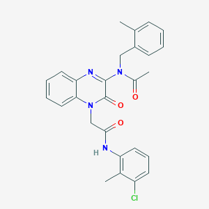 molecular formula C27H25ClN4O3 B11322326 N-(4-{2-[(3-chloro-2-methylphenyl)amino]-2-oxoethyl}-3-oxo-3,4-dihydroquinoxalin-2-yl)-N-(2-methylbenzyl)acetamide 