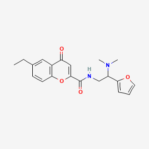 molecular formula C20H22N2O4 B11322534 N-[2-(dimethylamino)-2-(furan-2-yl)ethyl]-6-ethyl-4-oxo-4H-chromene-2-carboxamide 