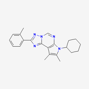 molecular formula C22H25N5 B11322706 7-cyclohexyl-8,9-dimethyl-2-(2-methylphenyl)-7H-pyrrolo[3,2-e][1,2,4]triazolo[1,5-c]pyrimidine 