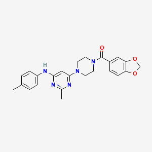 molecular formula C24H25N5O3 B11323505 Benzo[d][1,3]dioxol-5-yl(4-(2-methyl-6-(p-tolylamino)pyrimidin-4-yl)piperazin-1-yl)methanone 