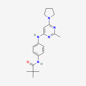 molecular formula C20H27N5O B11323518 N-(4-((2-methyl-6-(pyrrolidin-1-yl)pyrimidin-4-yl)amino)phenyl)pivalamide 