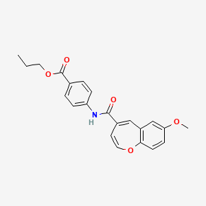 molecular formula C22H21NO5 B11323573 Propyl 4-{[(7-methoxy-1-benzoxepin-4-yl)carbonyl]amino}benzoate 