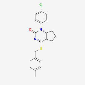 molecular formula C21H19ClN2OS B11323640 1-(4-chlorophenyl)-4-[(4-methylbenzyl)sulfanyl]-1,5,6,7-tetrahydro-2H-cyclopenta[d]pyrimidin-2-one 