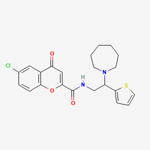 molecular formula C22H23ClN2O3S B11324043 N-[2-(azepan-1-yl)-2-(thiophen-2-yl)ethyl]-6-chloro-4-oxo-4H-chromene-2-carboxamide 