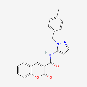 molecular formula C21H17N3O3 B11324062 N-[1-(4-methylbenzyl)-1H-pyrazol-5-yl]-2-oxo-2H-chromene-3-carboxamide 