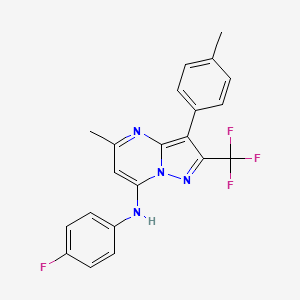 molecular formula C21H16F4N4 B11324766 N-(4-fluorophenyl)-5-methyl-3-(4-methylphenyl)-2-(trifluoromethyl)pyrazolo[1,5-a]pyrimidin-7-amine 