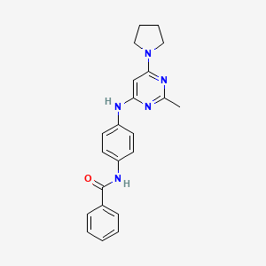 molecular formula C22H23N5O B11324888 N-(4-{[2-Methyl-6-(pyrrolidin-1-YL)pyrimidin-4-YL]amino}phenyl)benzamide 