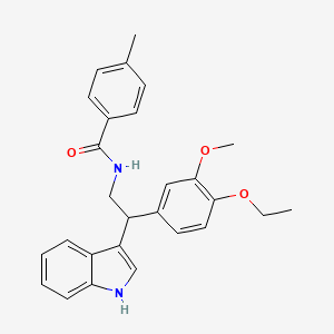 molecular formula C27H28N2O3 B11325228 N-[2-(4-ethoxy-3-methoxyphenyl)-2-(1H-indol-3-yl)ethyl]-4-methylbenzamide 