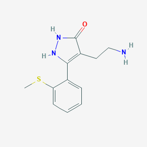 molecular formula C12H15N3OS B113255 4-(2-aminoethyl)-5-[2-(methylsulfanyl)phenyl]-1,2-dihydro-3H-pyrazol-3-one CAS No. 910443-40-2