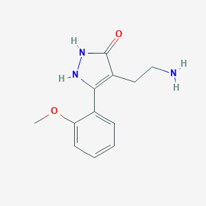 molecular formula C12H15N3O2 B113256 4-(2-aminoethyl)-5-(2-methoxyphenyl)-1,2-dihydro-3H-pyrazol-3-one CAS No. 910443-42-4
