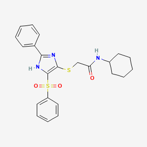 molecular formula C23H25N3O3S2 B11325706 N-cyclohexyl-2-{[2-phenyl-4-(phenylsulfonyl)-1H-imidazol-5-yl]sulfanyl}acetamide 