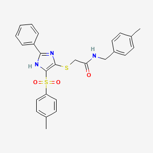 molecular formula C26H25N3O3S2 B11325720 N-(4-methylbenzyl)-2-({4-[(4-methylphenyl)sulfonyl]-2-phenyl-1H-imidazol-5-yl}sulfanyl)acetamide 