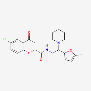molecular formula C22H23ClN2O4 B11325722 6-chloro-N-[2-(5-methylfuran-2-yl)-2-(piperidin-1-yl)ethyl]-4-oxo-4H-chromene-2-carboxamide 